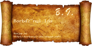 Borbényi Ida névjegykártya