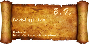 Borbényi Ida névjegykártya
